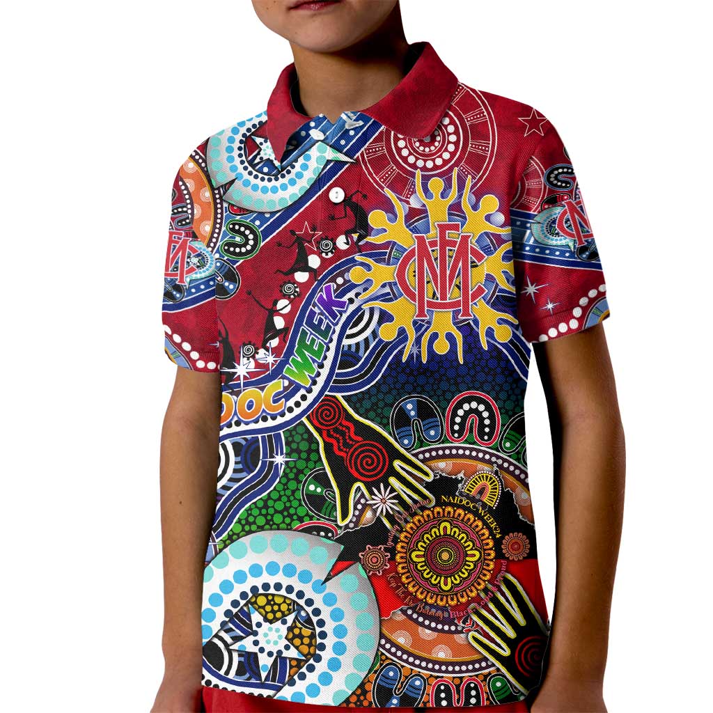 Custom NAIDOC Week 2024 Melbourne Demons Kid Polo Shirt Australia Aboriginal Dot Painting