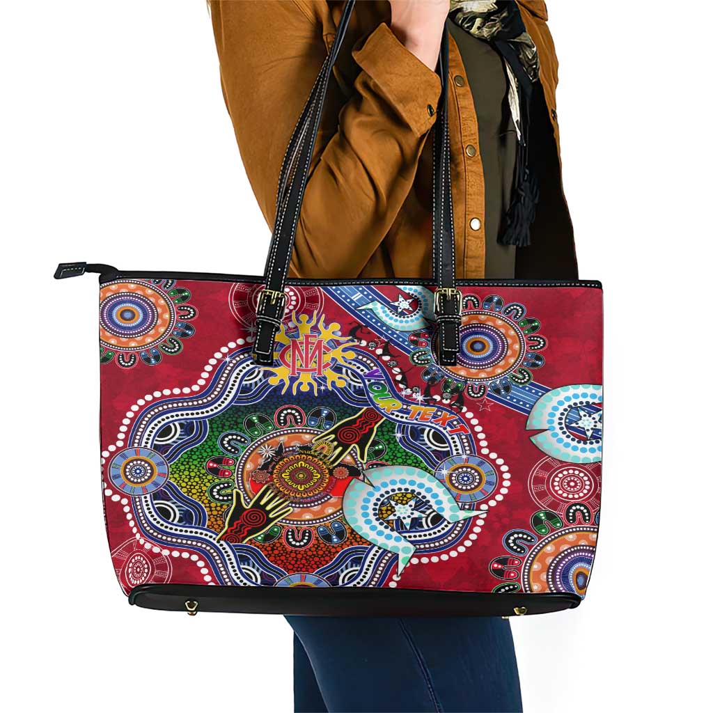 Custom NAIDOC Week 2024 Melbourne Demons Leather Tote Bag Australia Aboriginal Dot Painting