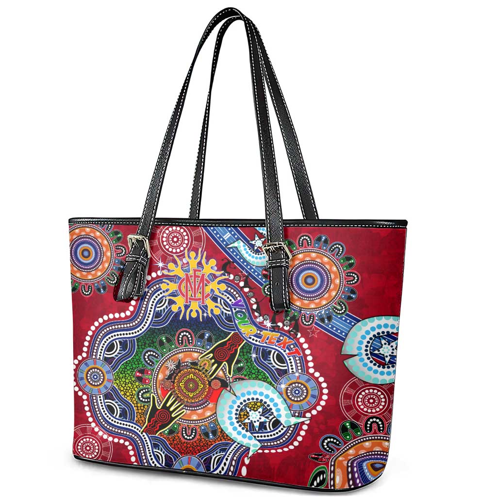 Custom NAIDOC Week 2024 Melbourne Demons Leather Tote Bag Australia Aboriginal Dot Painting