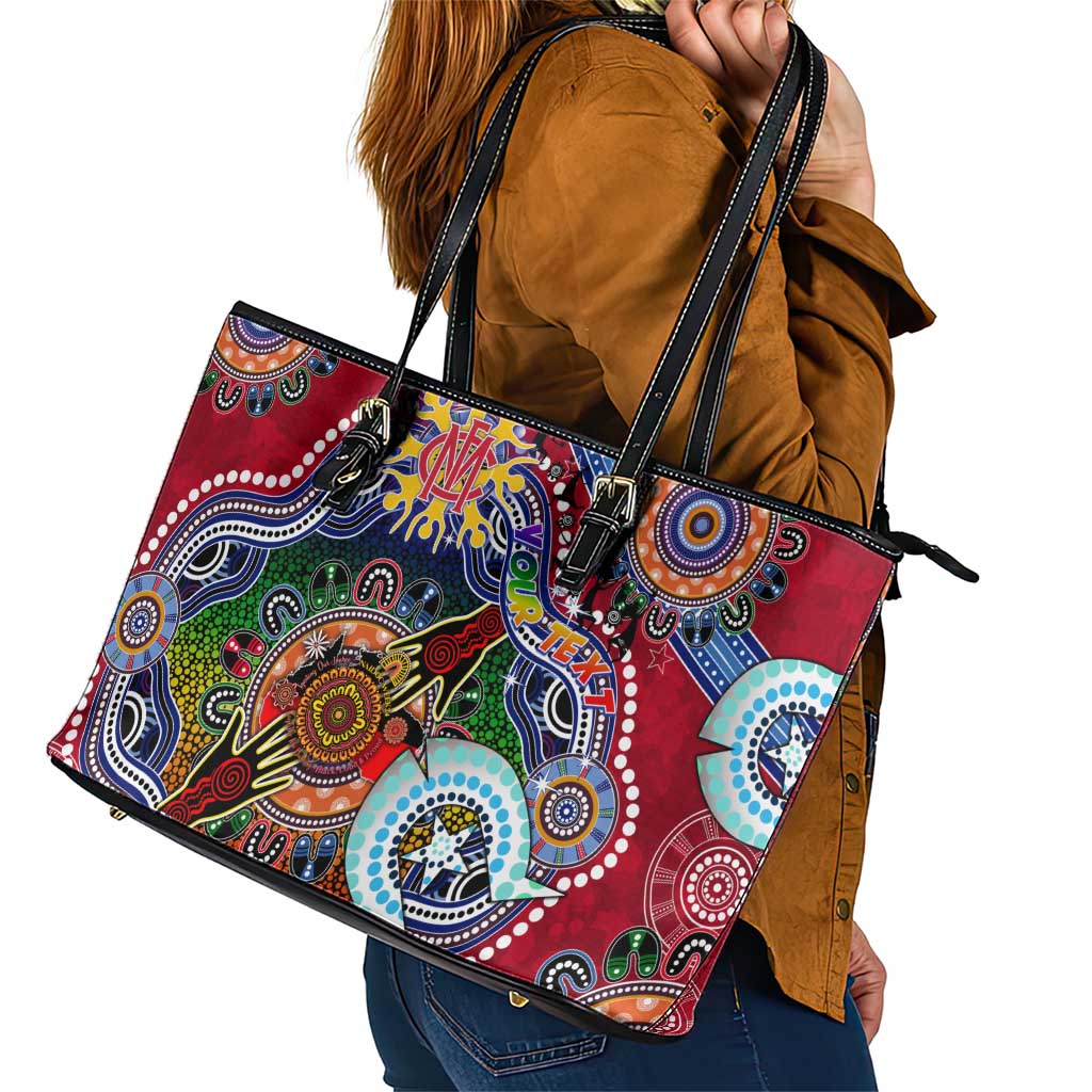 Custom NAIDOC Week 2024 Melbourne Demons Leather Tote Bag Australia Aboriginal Dot Painting