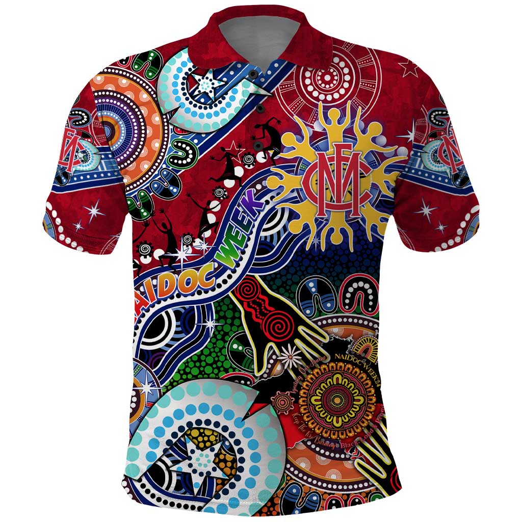 Custom NAIDOC Week 2024 Melbourne Demons Polo Shirt Australia Aboriginal Dot Painting