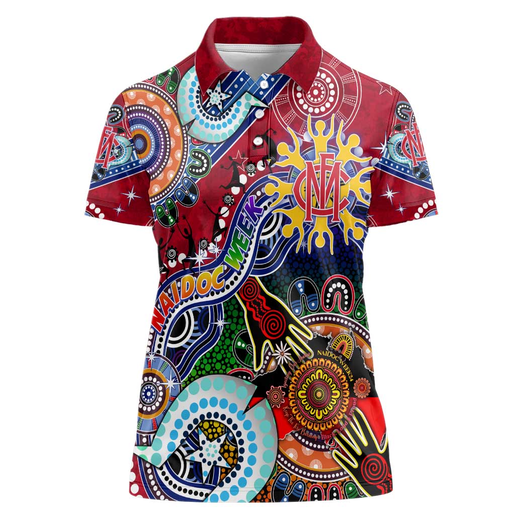 Custom NAIDOC Week 2024 Melbourne Demons Women Polo Shirt Australia Aboriginal Dot Painting