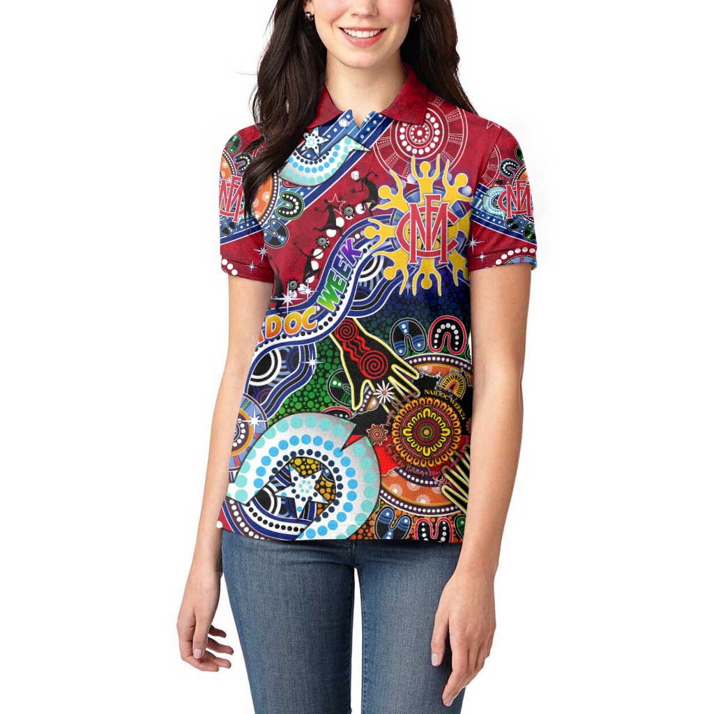 Custom NAIDOC Week 2024 Melbourne Demons Women Polo Shirt Australia Aboriginal Dot Painting