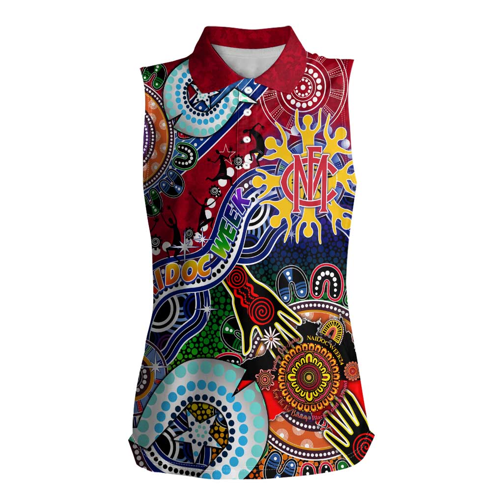 Custom NAIDOC Week 2024 Melbourne Demons Women Sleeveless Polo Shirt Australia Aboriginal Dot Painting