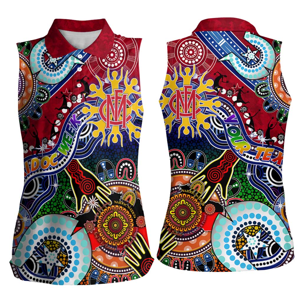 Custom NAIDOC Week 2024 Melbourne Demons Women Sleeveless Polo Shirt Australia Aboriginal Dot Painting