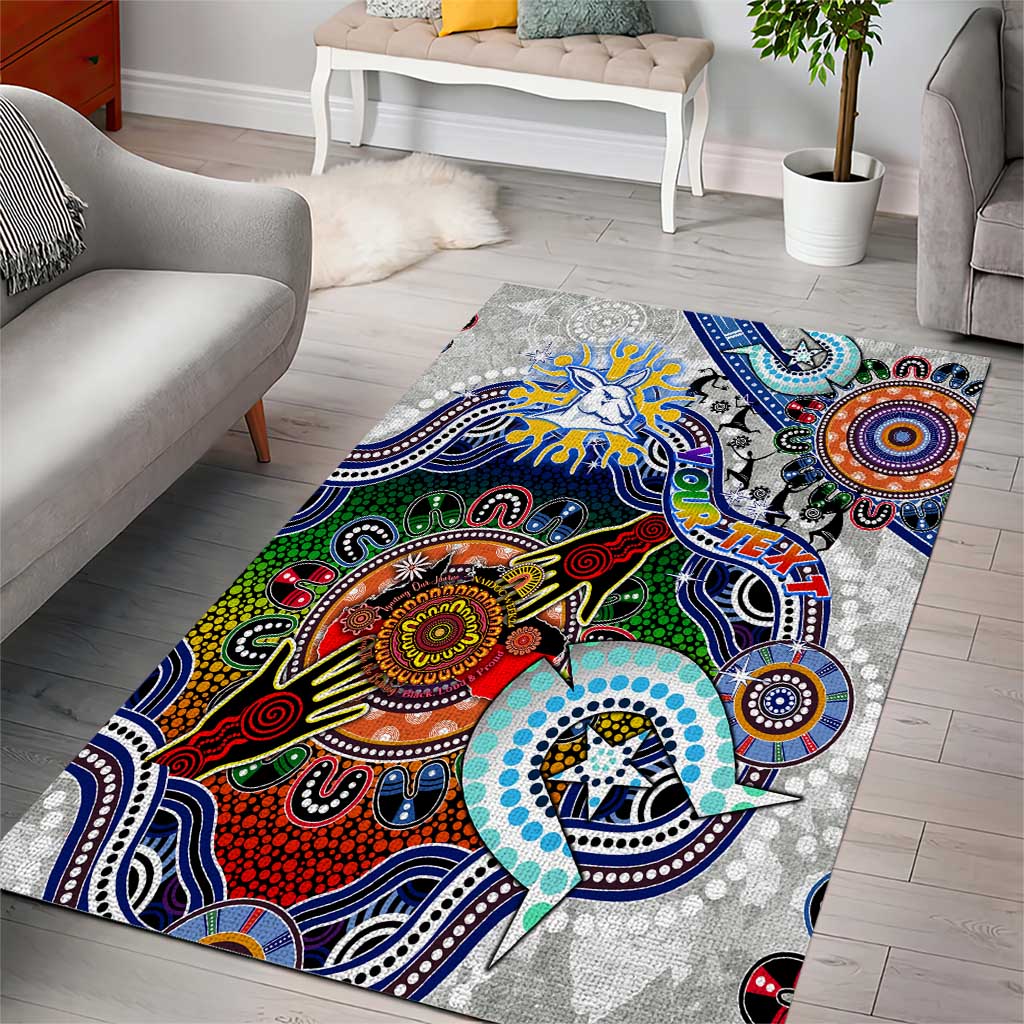 Custom NAIDOC Week 2024 North Melbourne Kangaroos Area Rug Australia Aboriginal Dot Painting