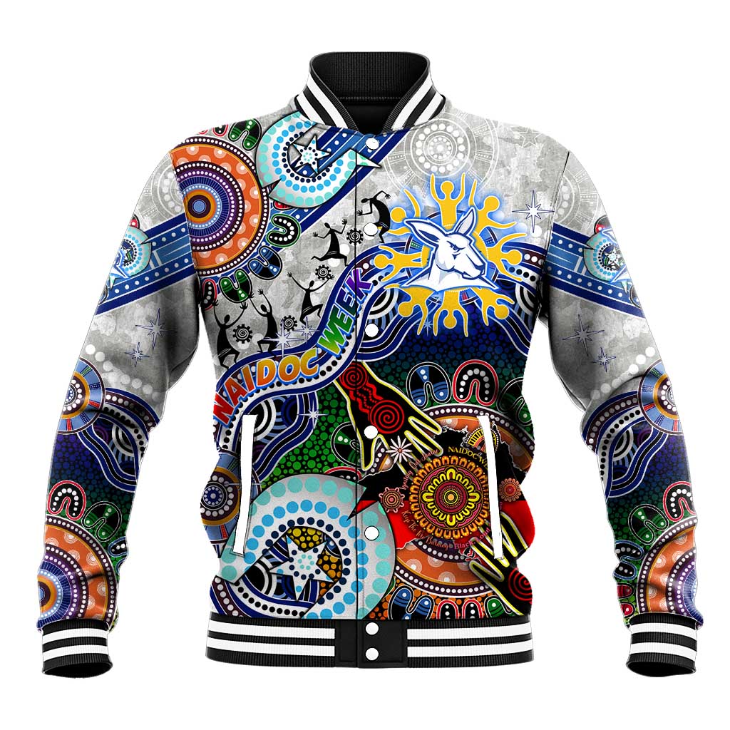 Custom NAIDOC Week 2024 North Melbourne Kangaroos Baseball Jacket Australia Aboriginal Dot Painting