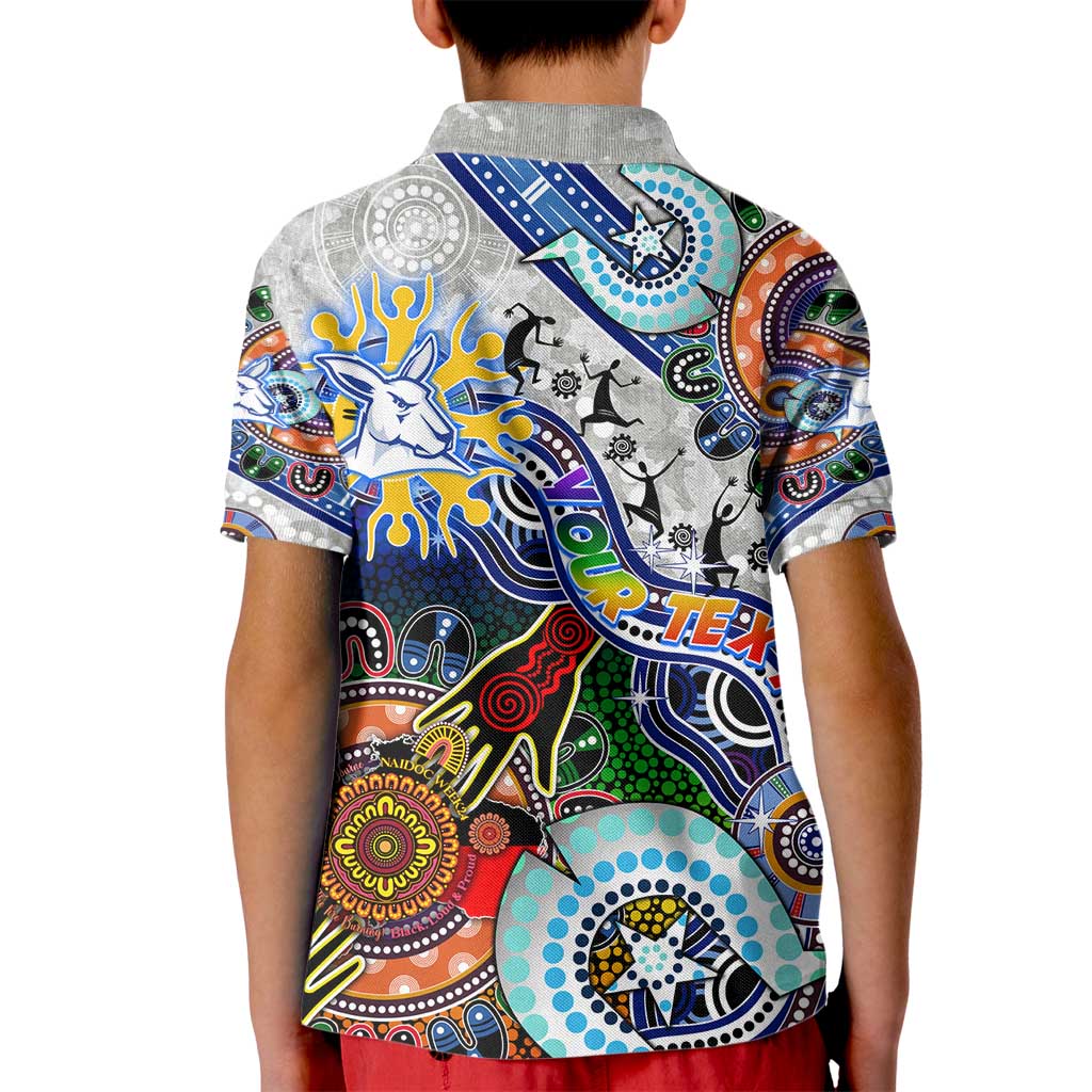 Custom NAIDOC Week 2024 North Melbourne Kangaroos Kid Polo Shirt Australia Aboriginal Dot Painting