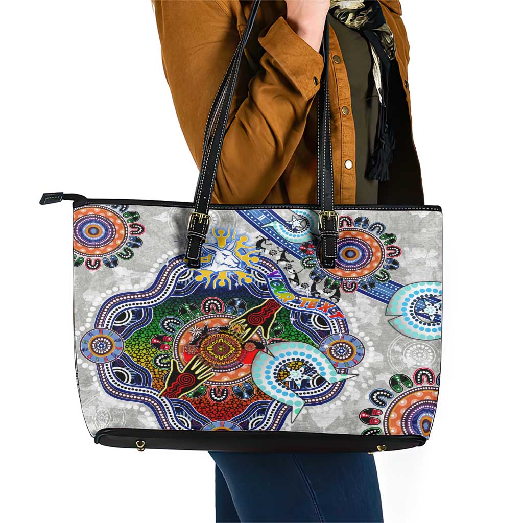 Custom NAIDOC Week 2024 North Melbourne Kangaroos Leather Tote Bag Australia Aboriginal Dot Painting