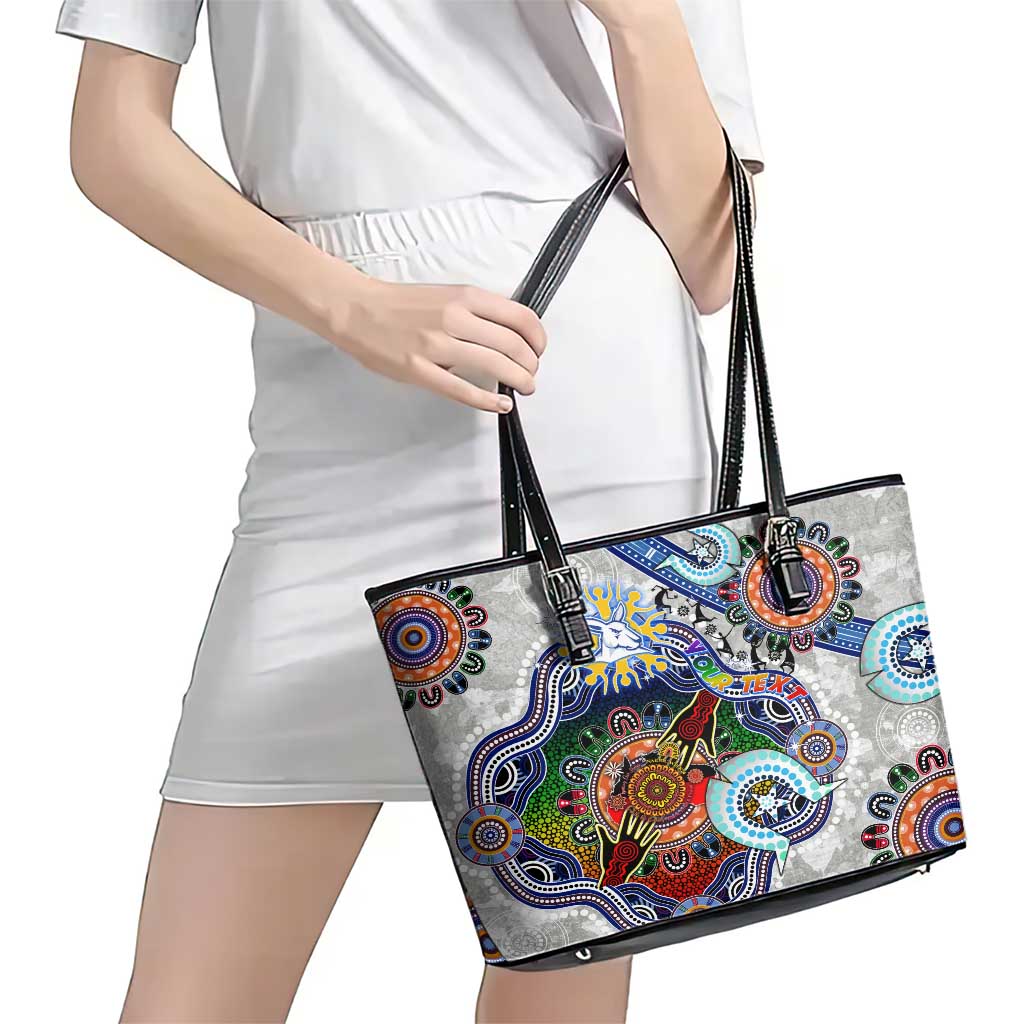 Custom NAIDOC Week 2024 North Melbourne Kangaroos Leather Tote Bag Australia Aboriginal Dot Painting