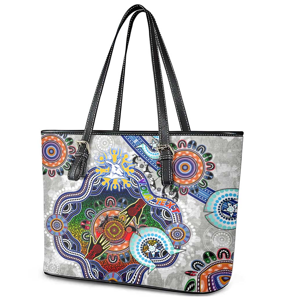 Custom NAIDOC Week 2024 North Melbourne Kangaroos Leather Tote Bag Australia Aboriginal Dot Painting