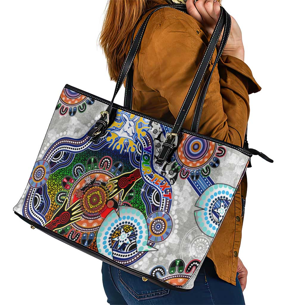 Custom NAIDOC Week 2024 North Melbourne Kangaroos Leather Tote Bag Australia Aboriginal Dot Painting