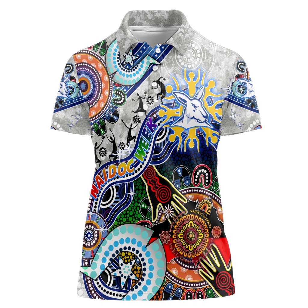 Custom NAIDOC Week 2024 North Melbourne Kangaroos Women Polo Shirt Australia Aboriginal Dot Painting