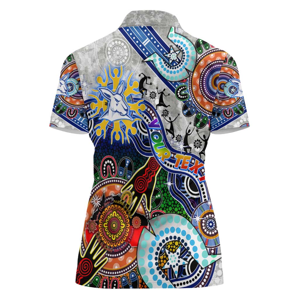 Custom NAIDOC Week 2024 North Melbourne Kangaroos Women Polo Shirt Australia Aboriginal Dot Painting