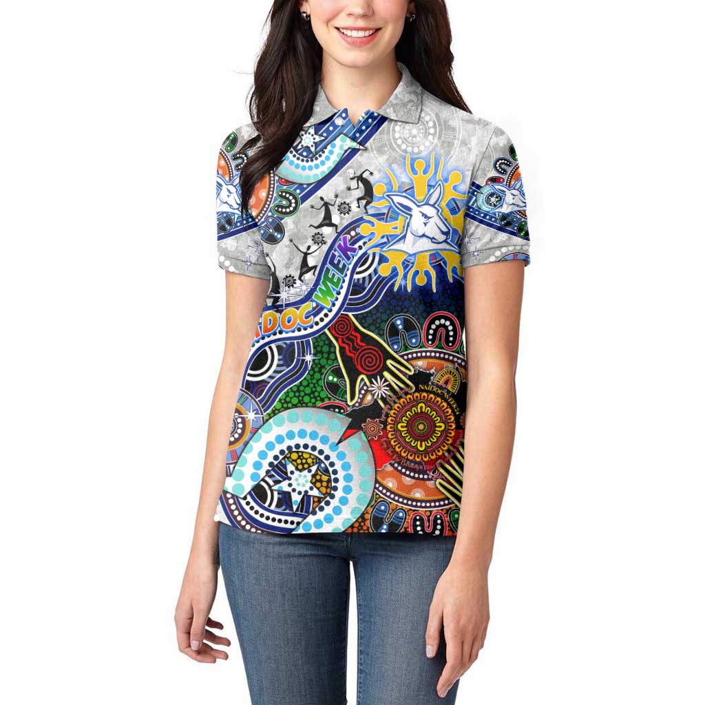 Custom NAIDOC Week 2024 North Melbourne Kangaroos Women Polo Shirt Australia Aboriginal Dot Painting