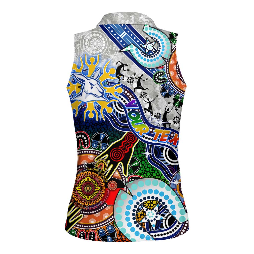 Custom NAIDOC Week 2024 North Melbourne Kangaroos Women Sleeveless Polo Shirt Australia Aboriginal Dot Painting