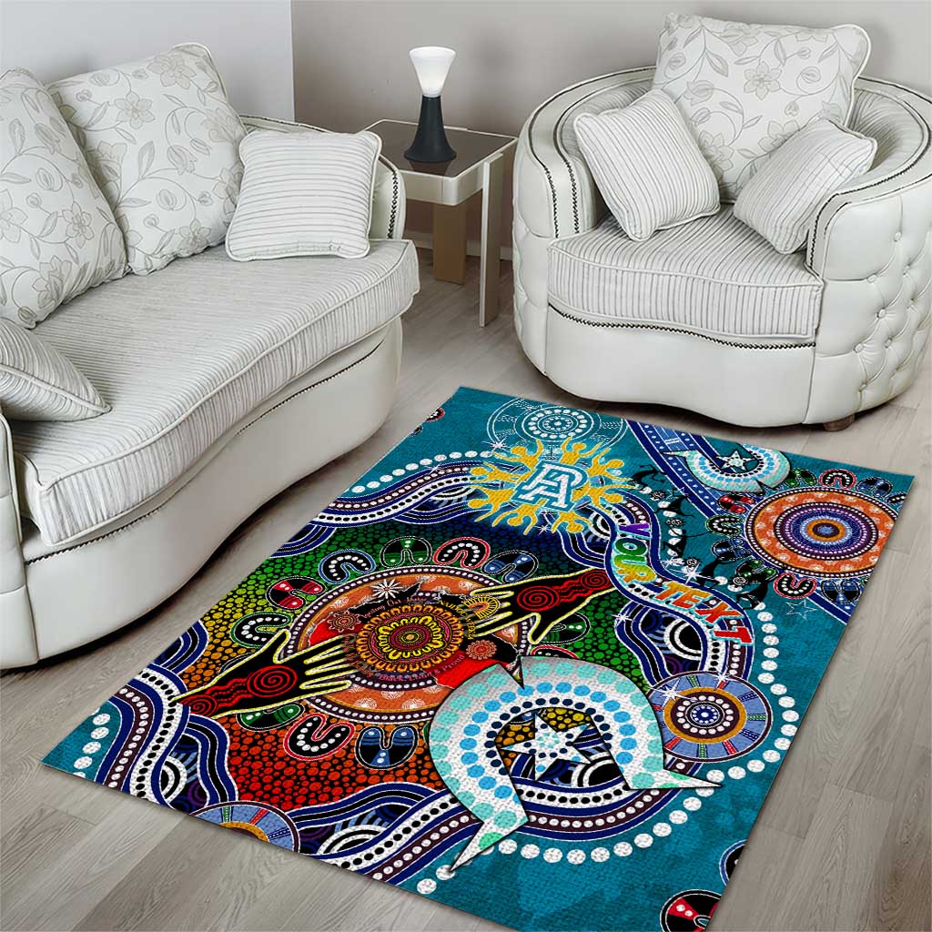 Custom NAIDOC Week 2024 Port Adelaide Power Area Rug Australia Aboriginal Dot Painting