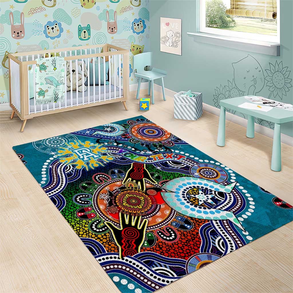 Custom NAIDOC Week 2024 Port Adelaide Power Area Rug Australia Aboriginal Dot Painting