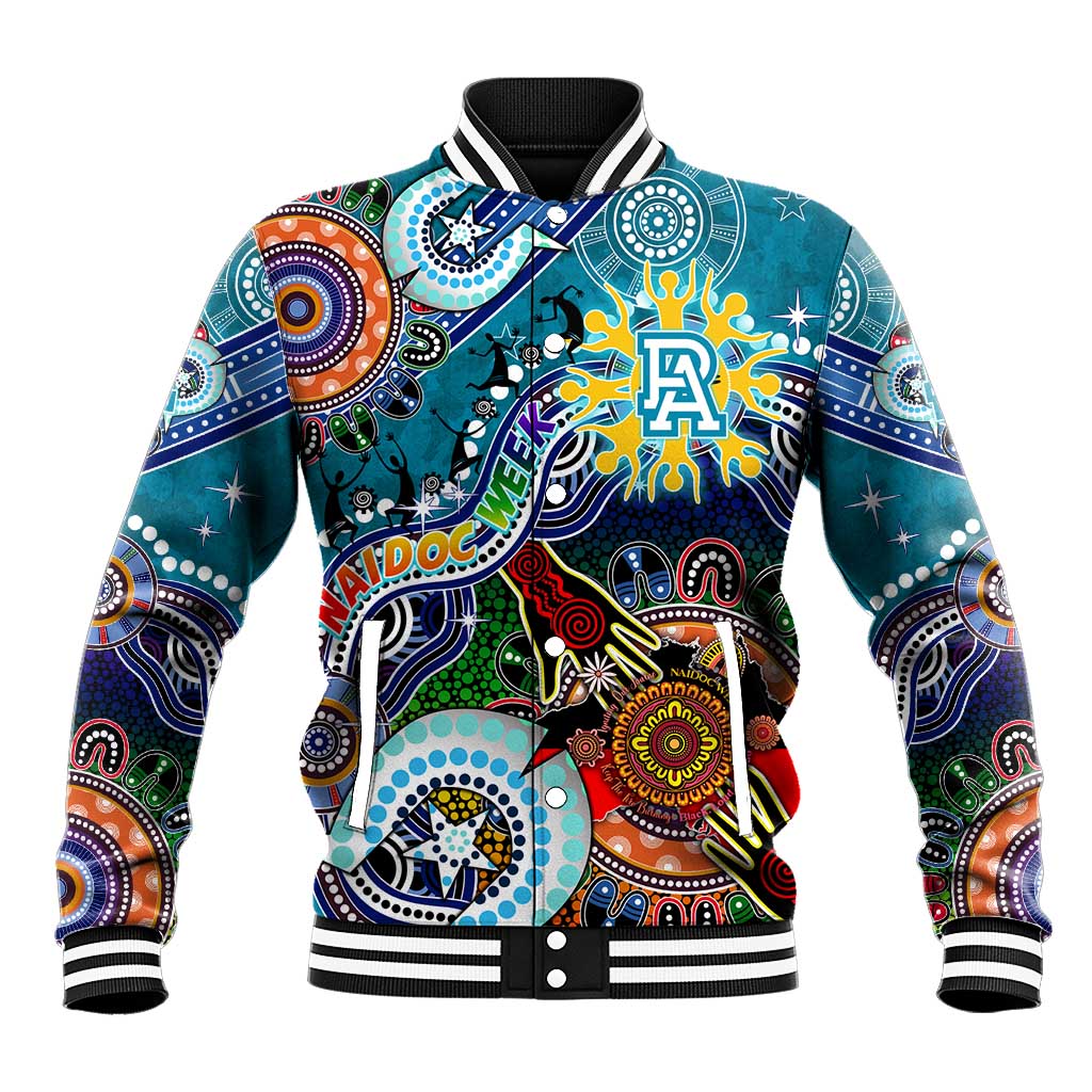 Custom NAIDOC Week 2024 Port Adelaide Power Baseball Jacket Australia Aboriginal Dot Painting