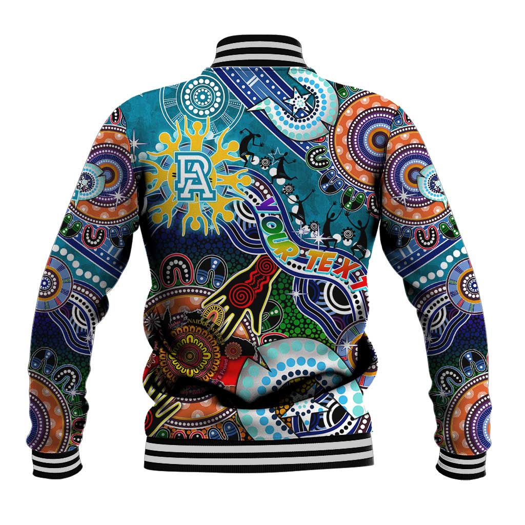 Custom NAIDOC Week 2024 Port Adelaide Power Baseball Jacket Australia Aboriginal Dot Painting