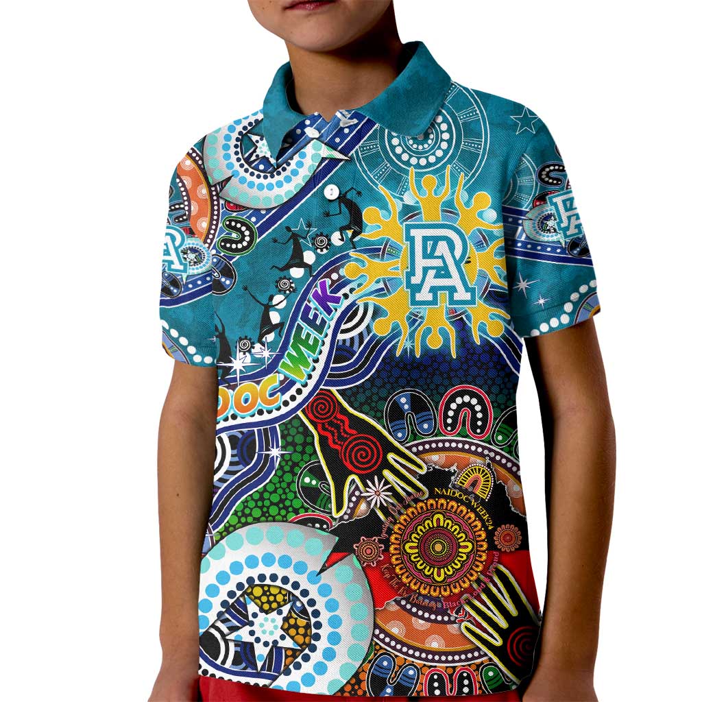 Custom NAIDOC Week 2024 Port Adelaide Power Kid Polo Shirt Australia Aboriginal Dot Painting