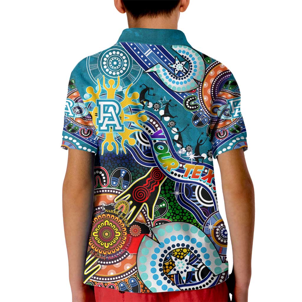 Custom NAIDOC Week 2024 Port Adelaide Power Kid Polo Shirt Australia Aboriginal Dot Painting