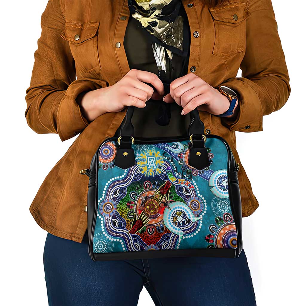 Custom NAIDOC Week 2024 Port Adelaide Power Shoulder Handbag Australia Aboriginal Dot Painting