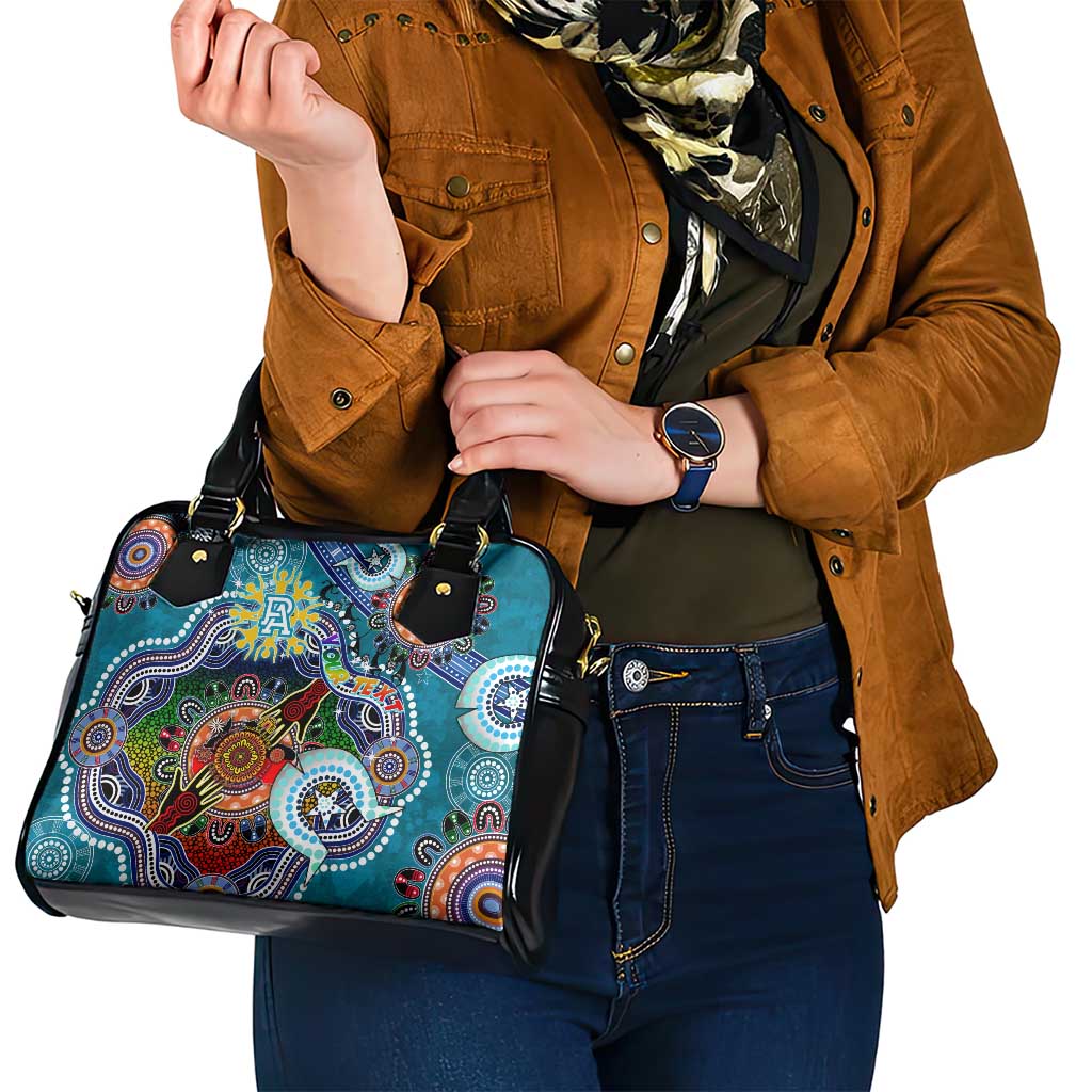 Custom NAIDOC Week 2024 Port Adelaide Power Shoulder Handbag Australia Aboriginal Dot Painting