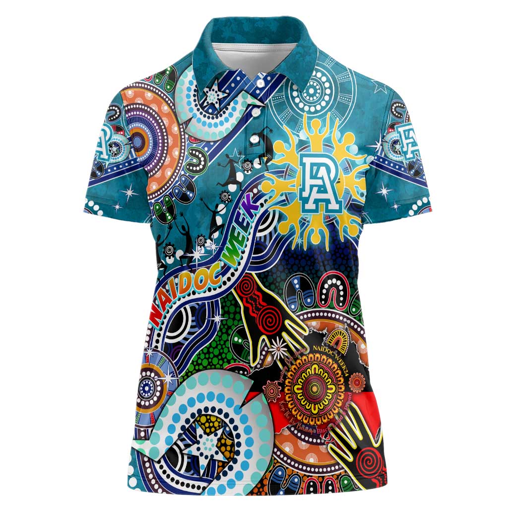 Custom NAIDOC Week 2024 Port Adelaide Power Women Polo Shirt Australia Aboriginal Dot Painting