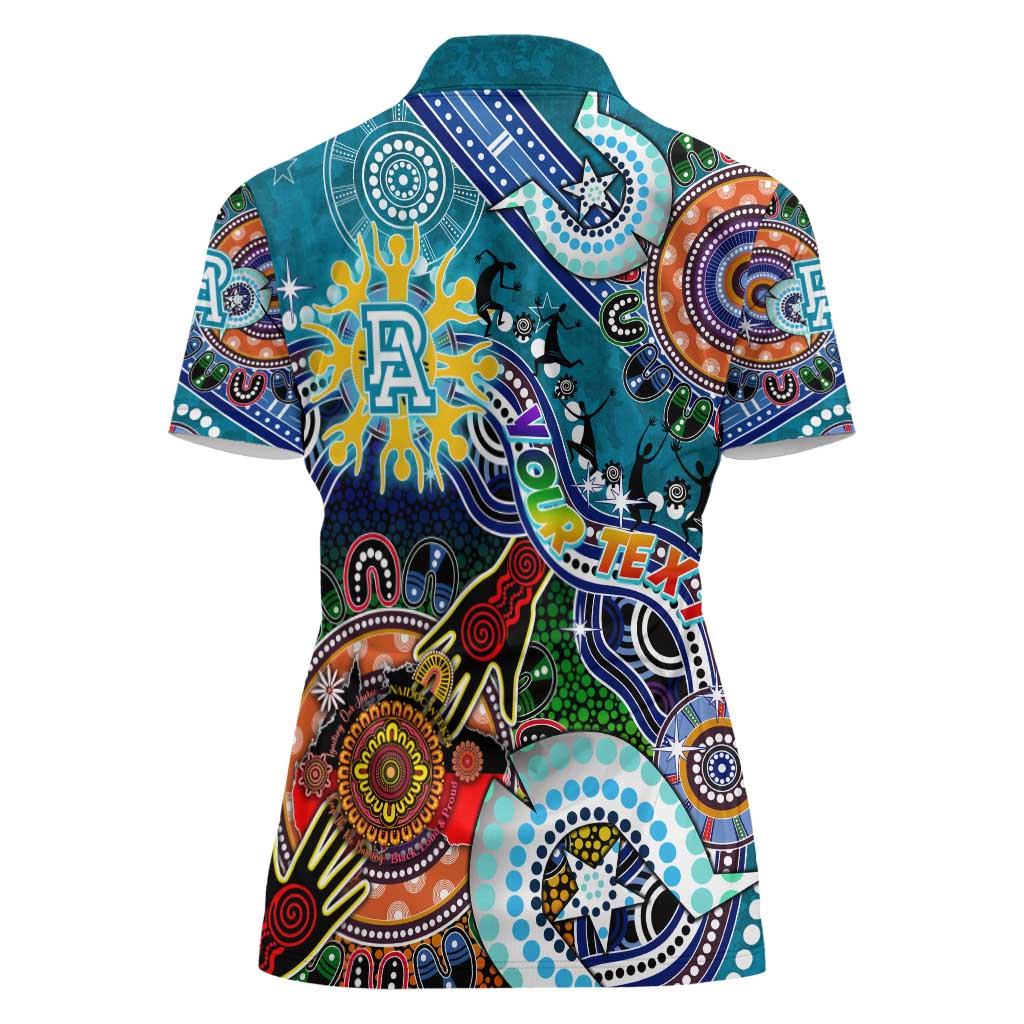 Custom NAIDOC Week 2024 Port Adelaide Power Women Polo Shirt Australia Aboriginal Dot Painting