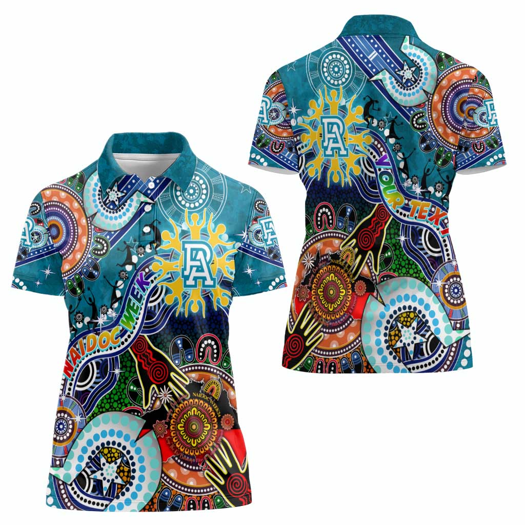 Custom NAIDOC Week 2024 Port Adelaide Power Women Polo Shirt Australia Aboriginal Dot Painting