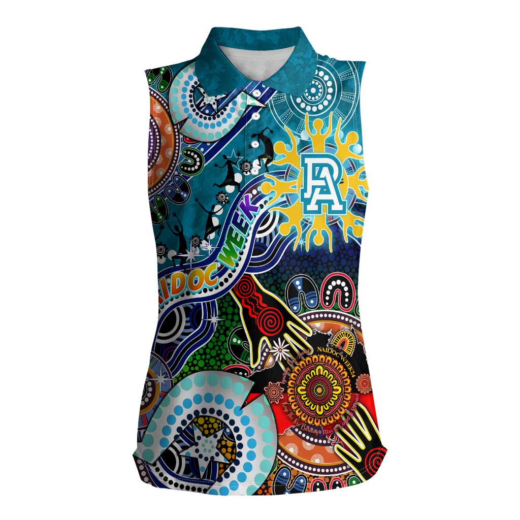 Custom NAIDOC Week 2024 Port Adelaide Power Women Sleeveless Polo Shirt Australia Aboriginal Dot Painting