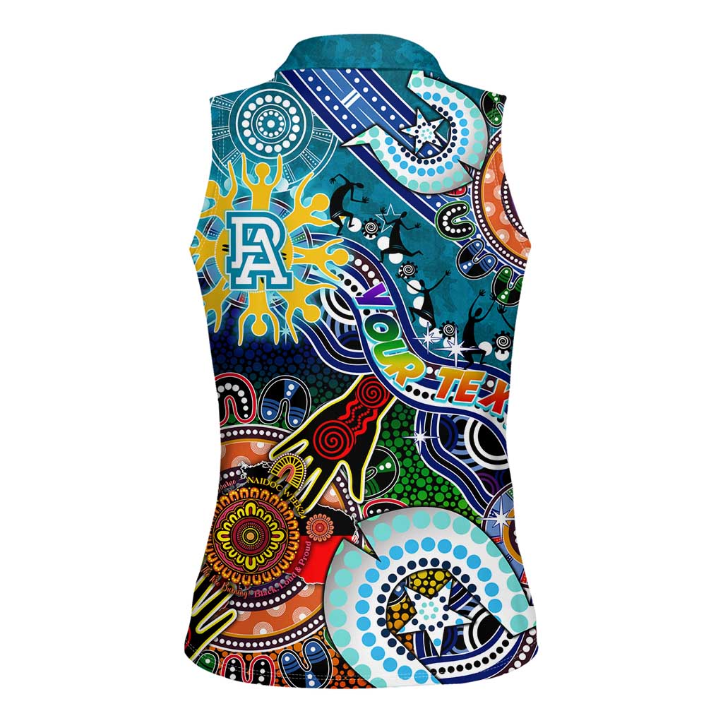 Custom NAIDOC Week 2024 Port Adelaide Power Women Sleeveless Polo Shirt Australia Aboriginal Dot Painting