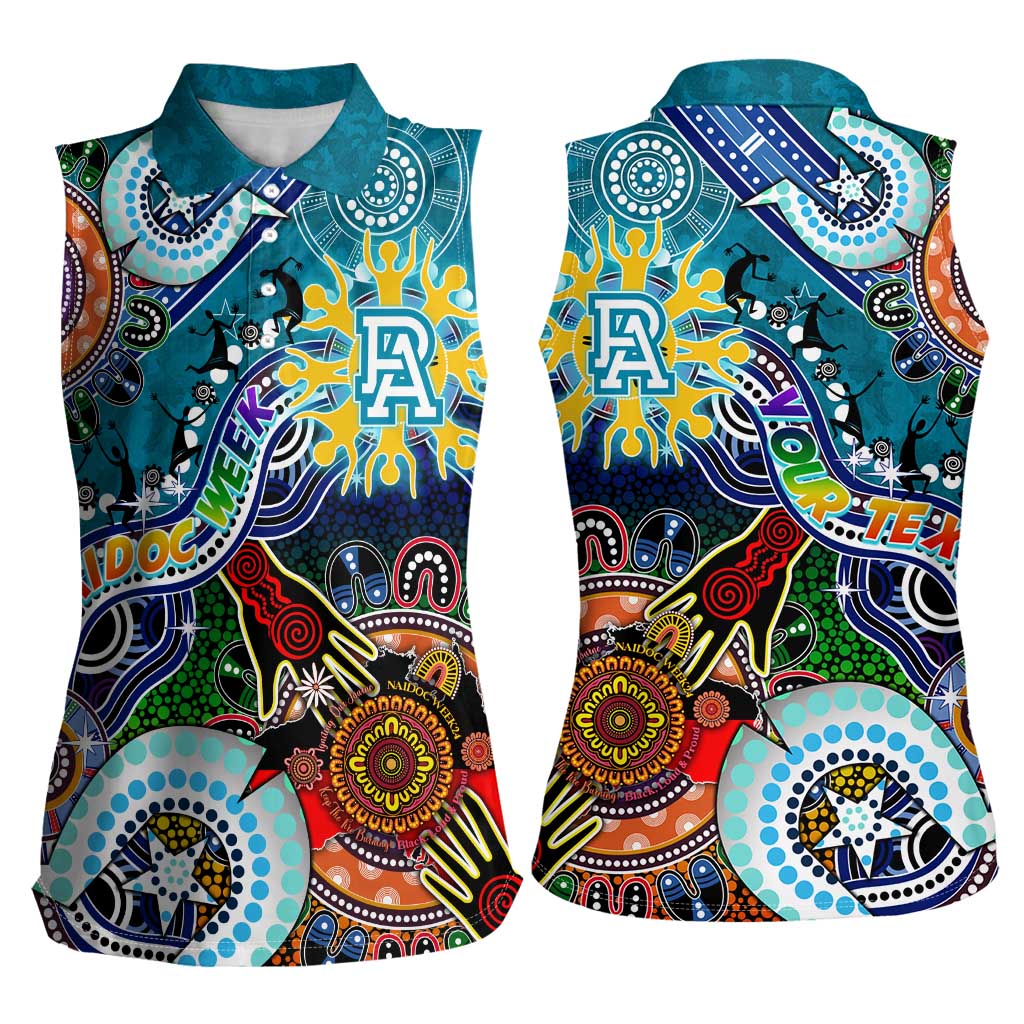 Custom NAIDOC Week 2024 Port Adelaide Power Women Sleeveless Polo Shirt Australia Aboriginal Dot Painting