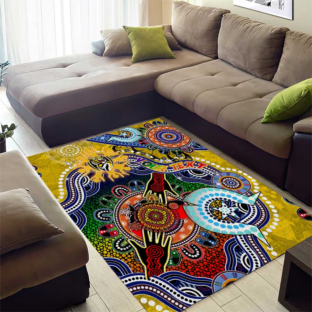 Custom NAIDOC Week 2024 Richmond Tiger Area Rug Australia Aboriginal Dot Painting