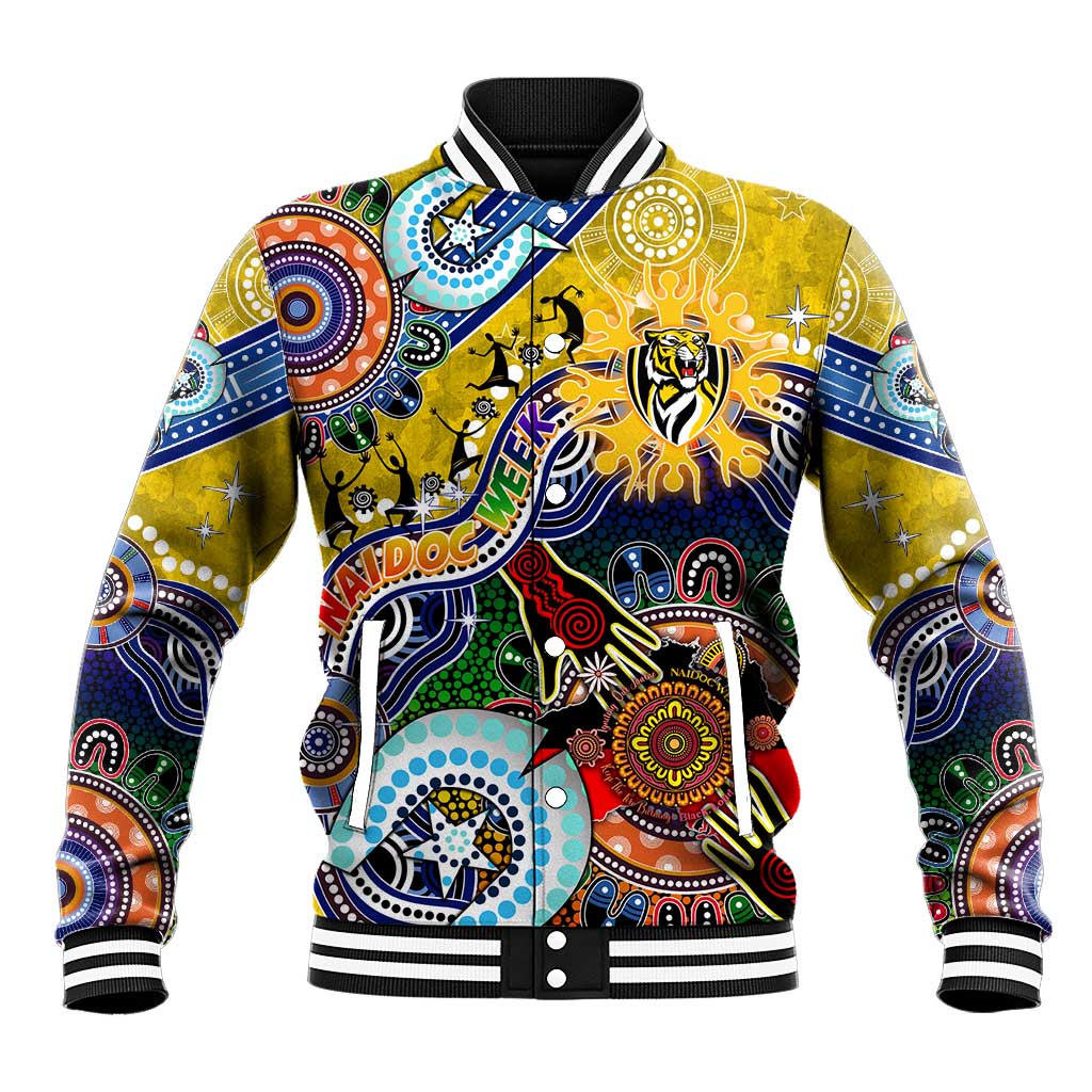 Custom NAIDOC Week 2024 Richmond Tiger Baseball Jacket Australia Aboriginal Dot Painting