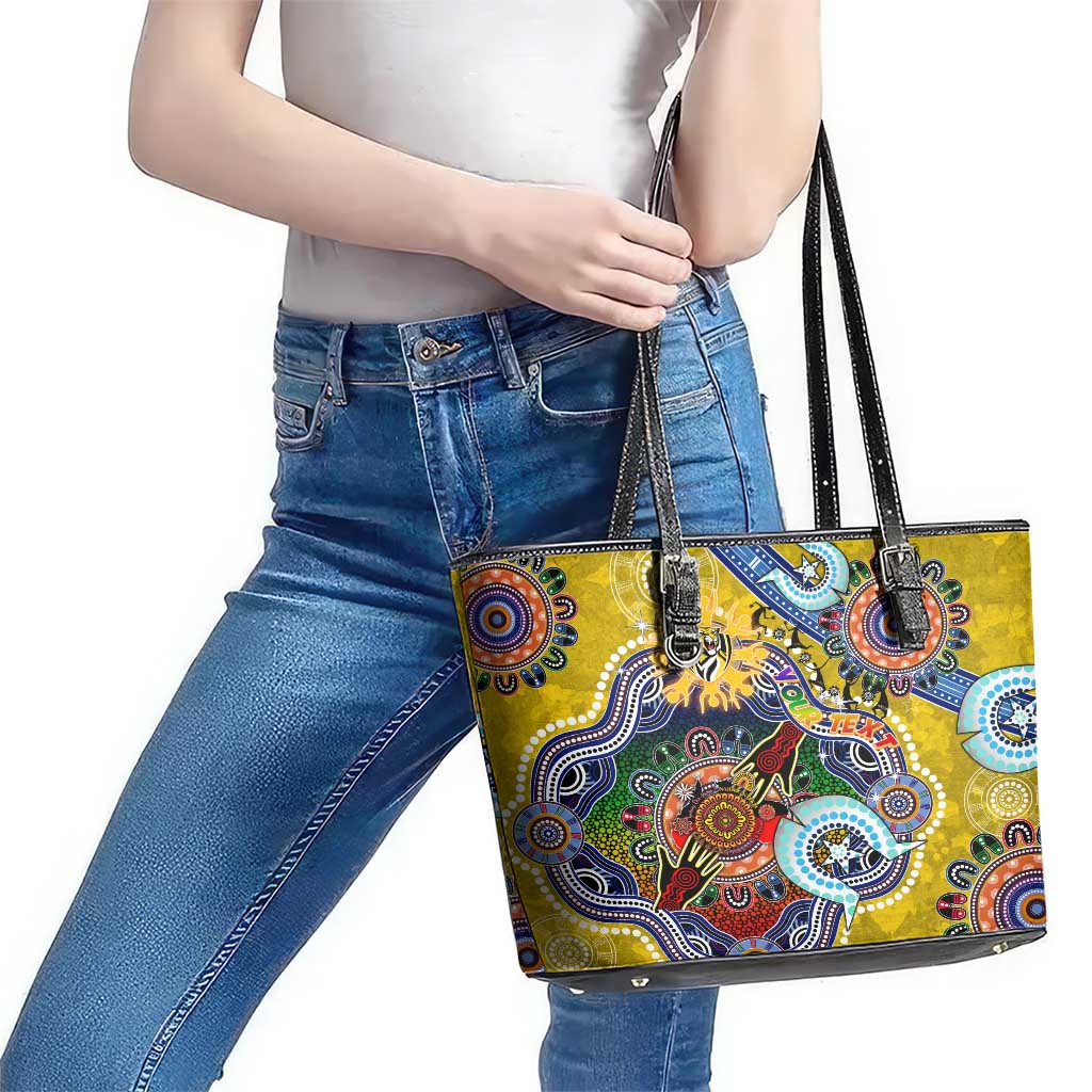 Custom NAIDOC Week 2024 Richmond Tiger Leather Tote Bag Australia Aboriginal Dot Painting