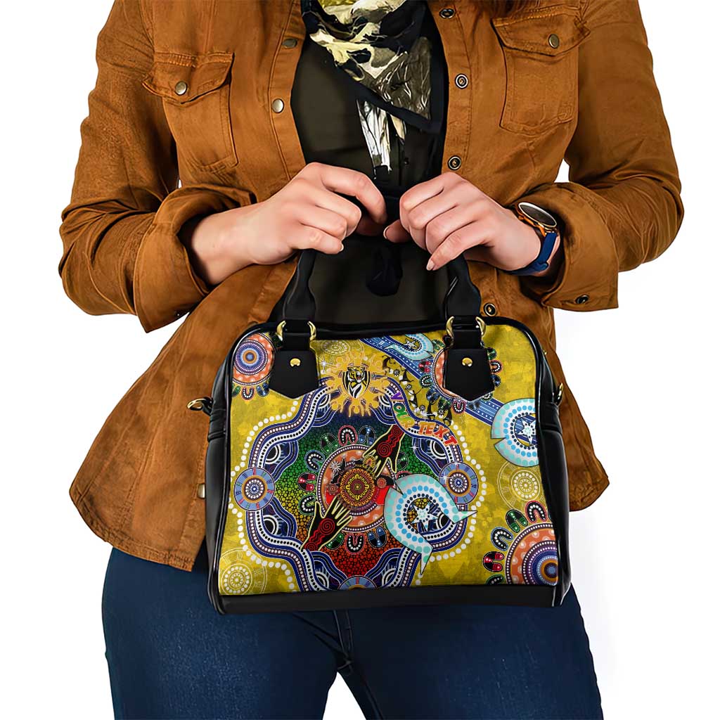 Custom NAIDOC Week 2024 Richmond Tiger Shoulder Handbag Australia Aboriginal Dot Painting