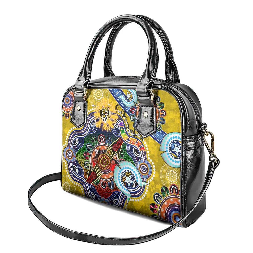 Custom NAIDOC Week 2024 Richmond Tiger Shoulder Handbag Australia Aboriginal Dot Painting