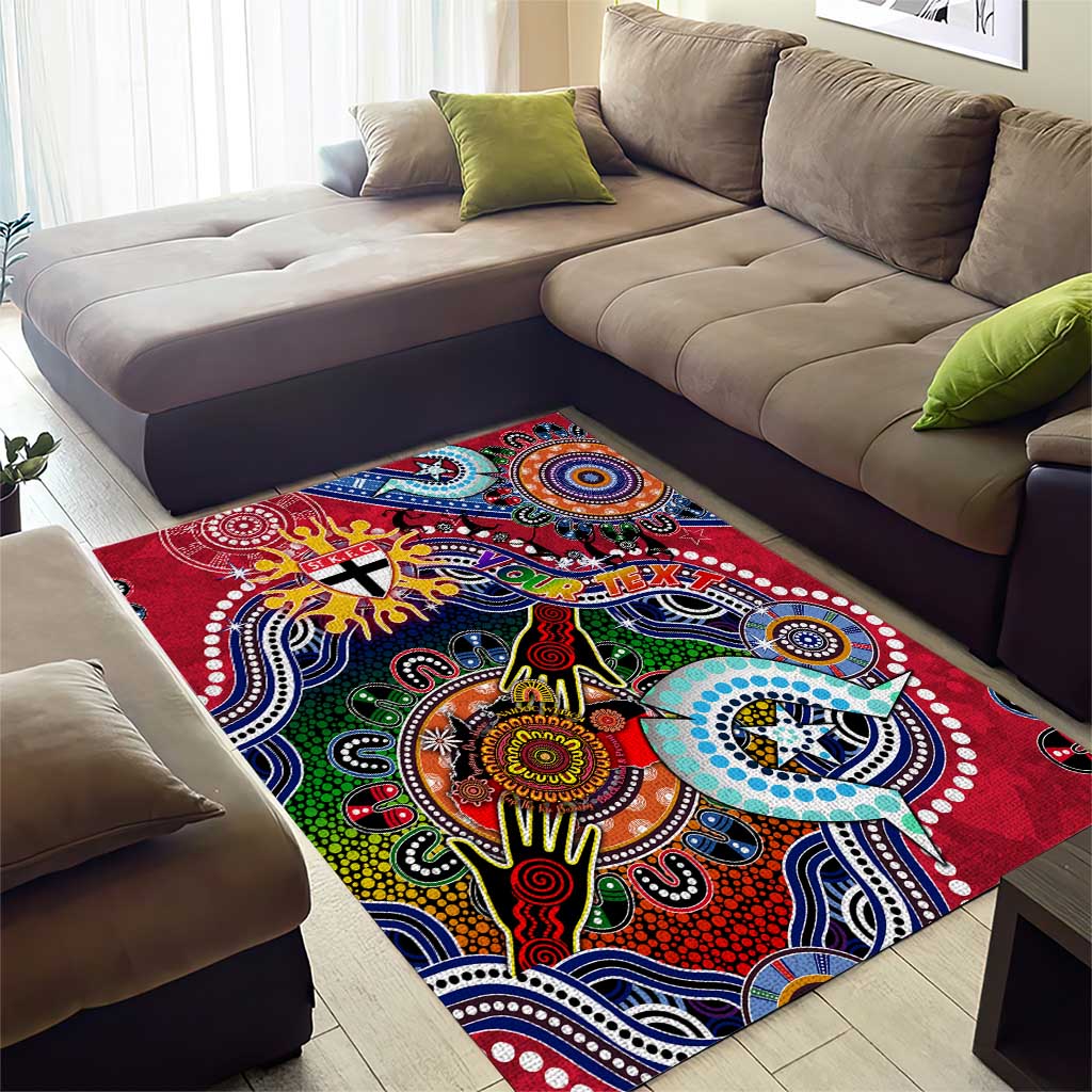 Custom NAIDOC Week 2024 St Kilda Saints Area Rug Australia Aboriginal Dot Painting