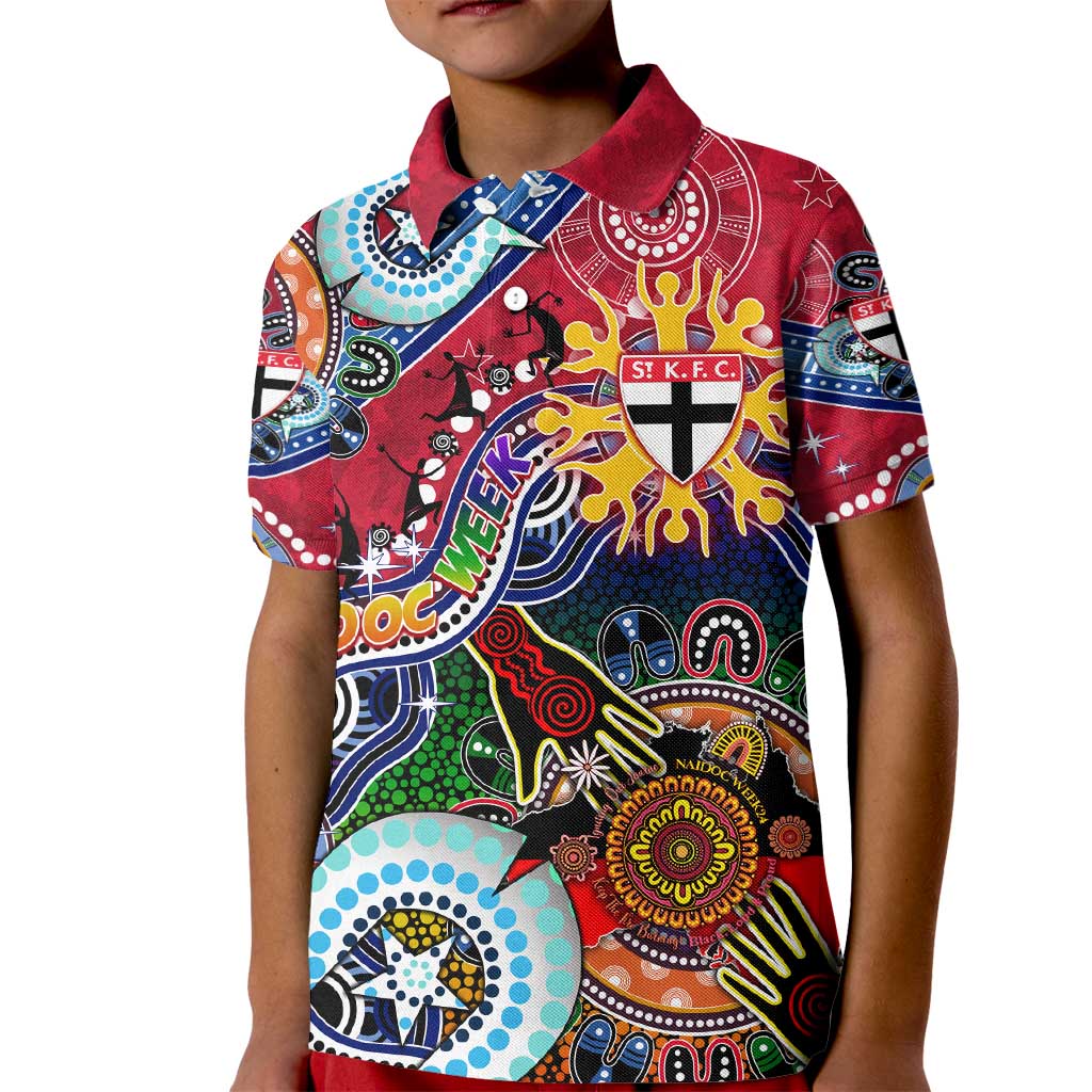 Custom NAIDOC Week 2024 St Kilda Saints Kid Polo Shirt Australia Aboriginal Dot Painting