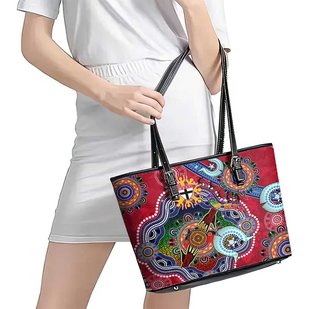 Custom NAIDOC Week 2024 St Kilda Saints Leather Tote Bag Australia Aboriginal Dot Painting