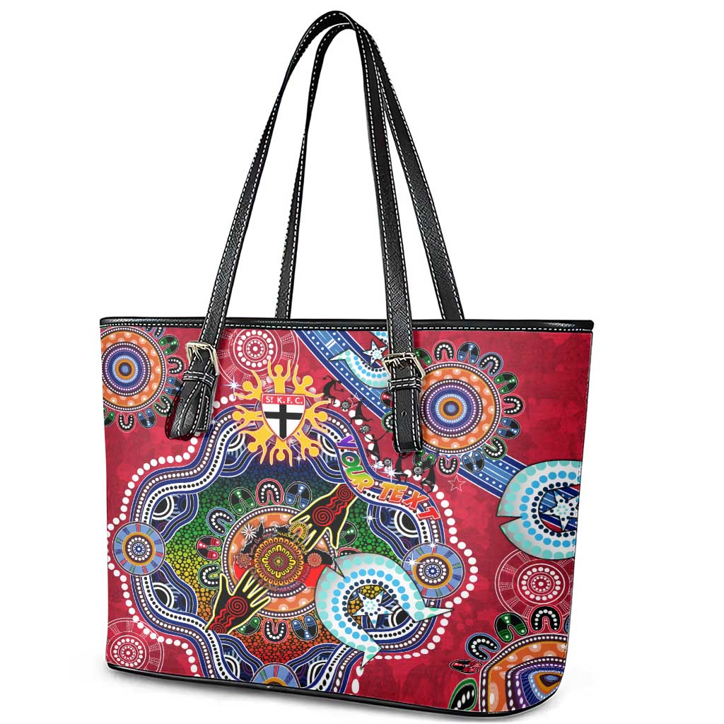 Custom NAIDOC Week 2024 St Kilda Saints Leather Tote Bag Australia Aboriginal Dot Painting