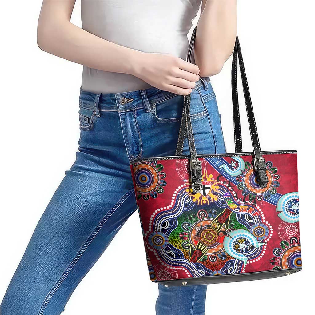 Custom NAIDOC Week 2024 St Kilda Saints Leather Tote Bag Australia Aboriginal Dot Painting