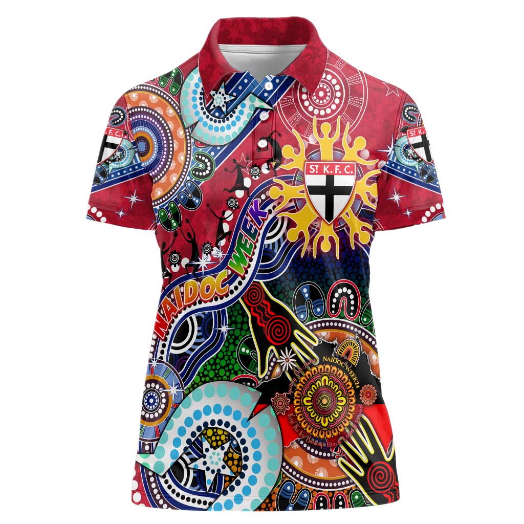 Custom NAIDOC Week 2024 St Kilda Saints Women Polo Shirt Australia Aboriginal Dot Painting