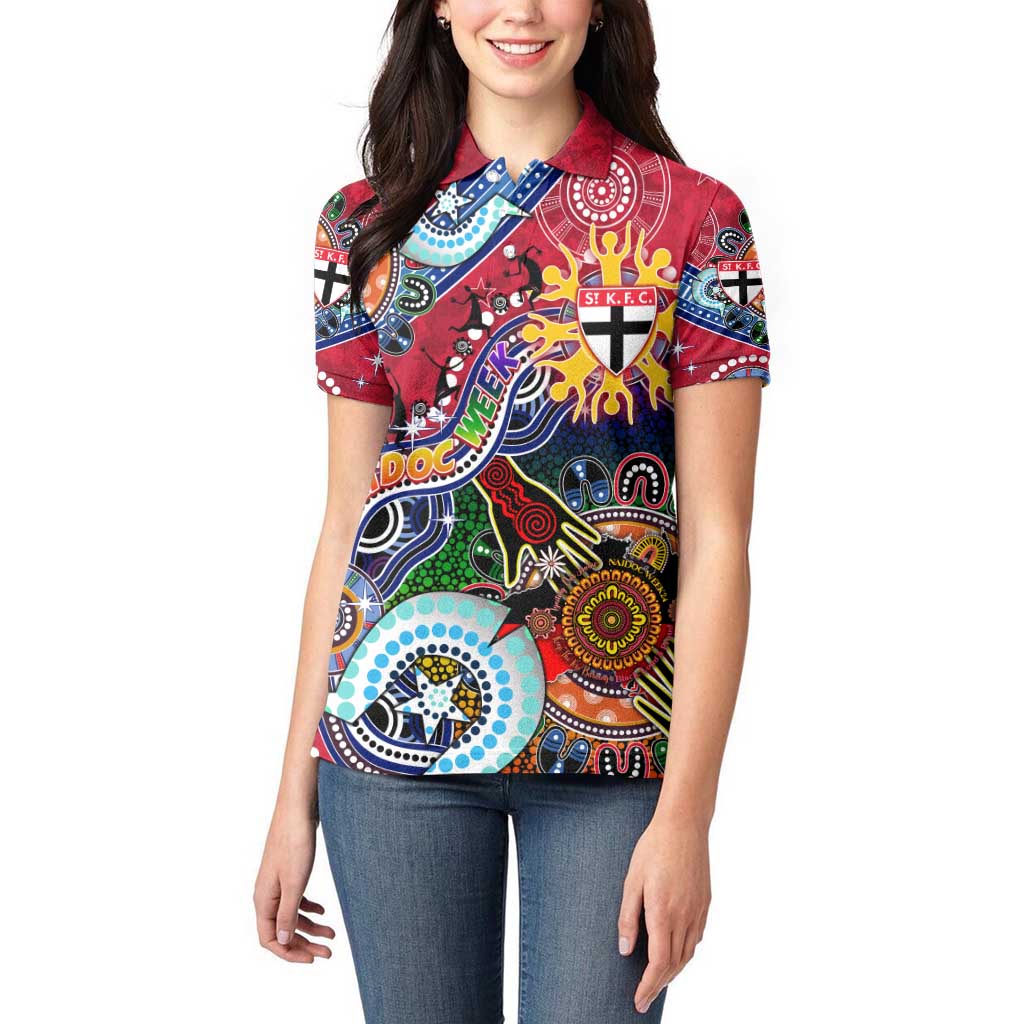 Custom NAIDOC Week 2024 St Kilda Saints Women Polo Shirt Australia Aboriginal Dot Painting