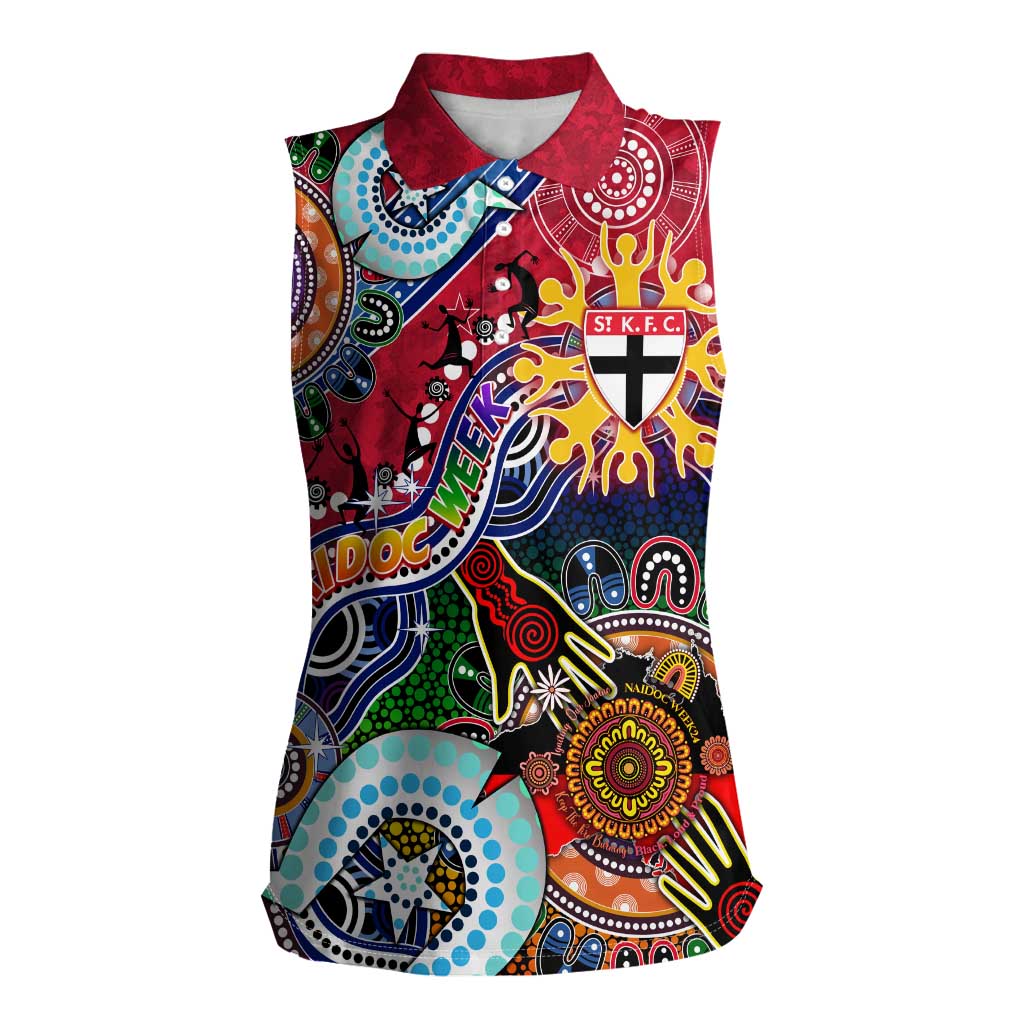 Custom NAIDOC Week 2024 St Kilda Saints Women Sleeveless Polo Shirt Australia Aboriginal Dot Painting