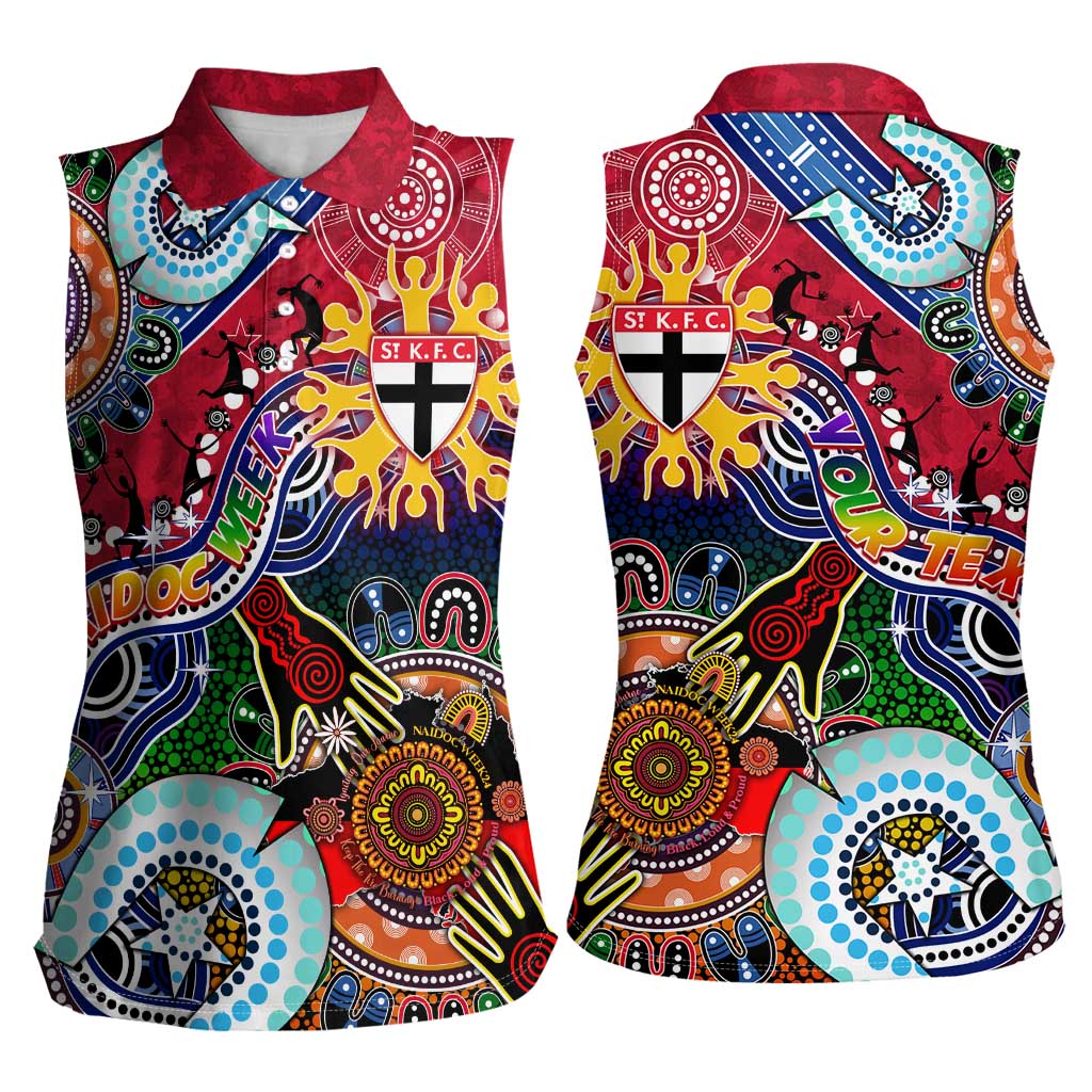 Custom NAIDOC Week 2024 St Kilda Saints Women Sleeveless Polo Shirt Australia Aboriginal Dot Painting