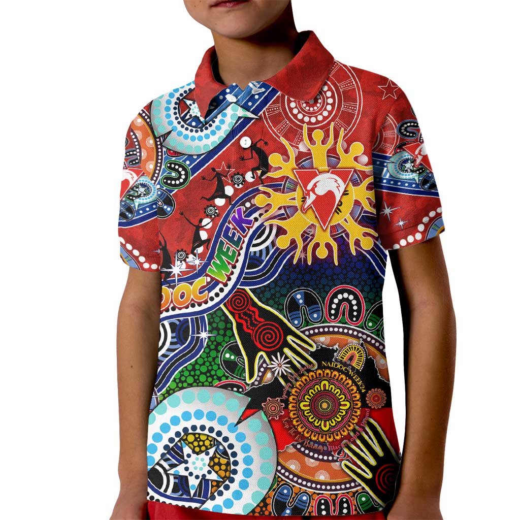 Custom NAIDOC Week 2024 Sydney Swans Kid Polo Shirt Australia Aboriginal Dot Painting