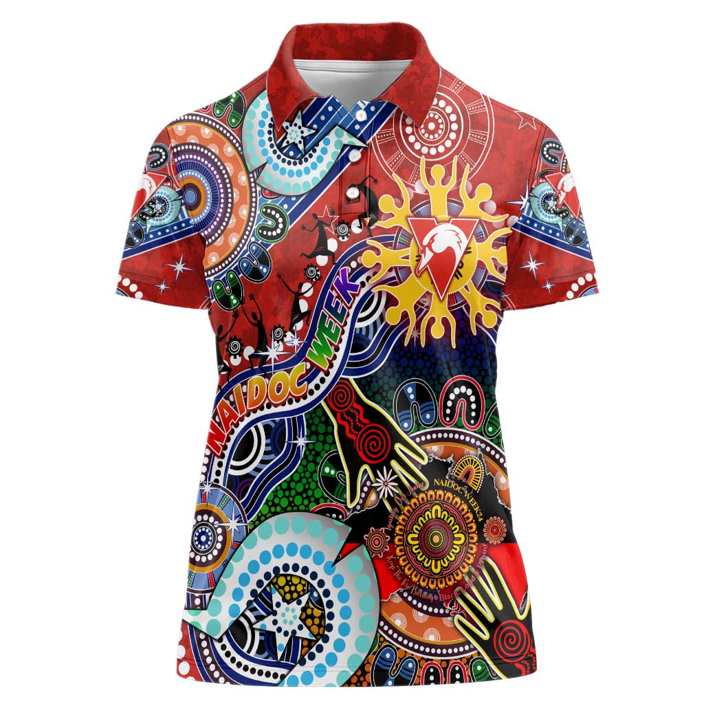 Custom NAIDOC Week 2024 Sydney Swans Women Polo Shirt Australia Aboriginal Dot Painting